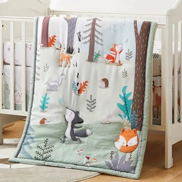 Woodlands Baby Crib Set, Baby Bedding, Gender Neutral Baby Bedding, Nursery - Picture 1 of 3